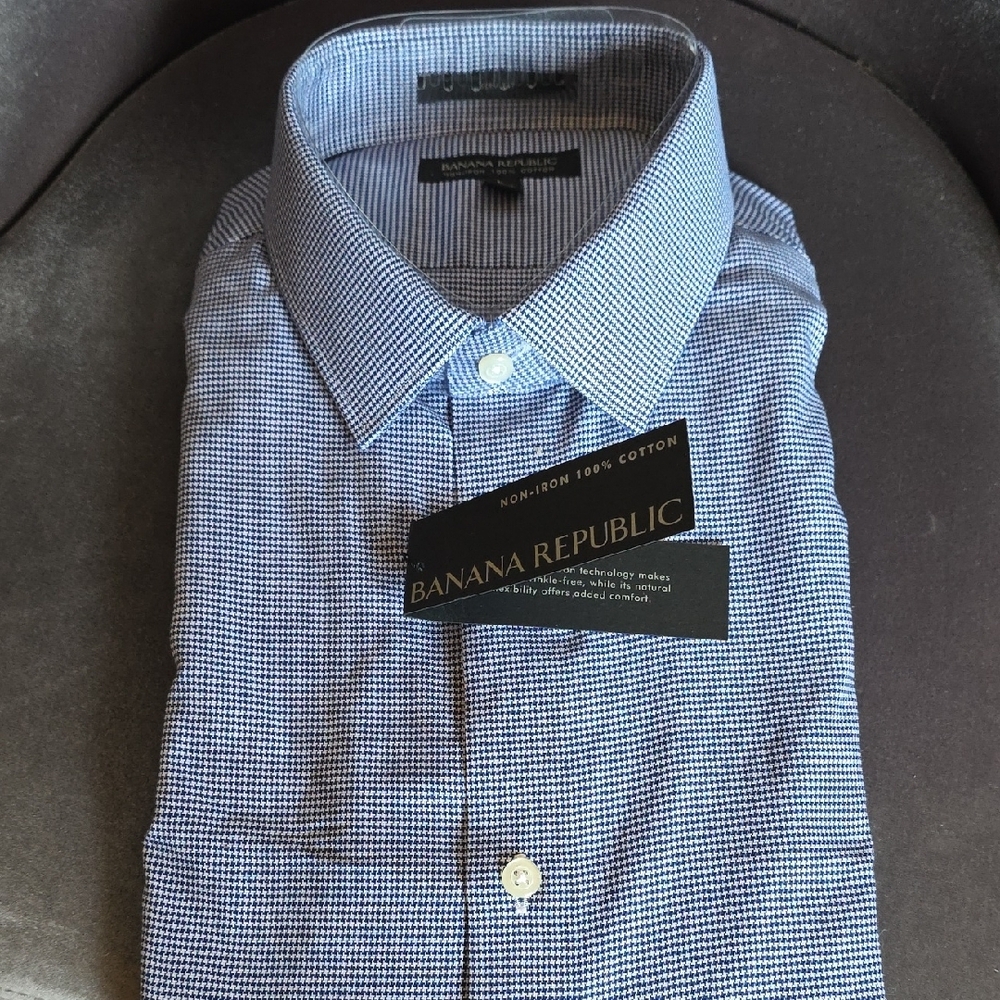 Banana Republic Blue Dress Shirt with White Collar